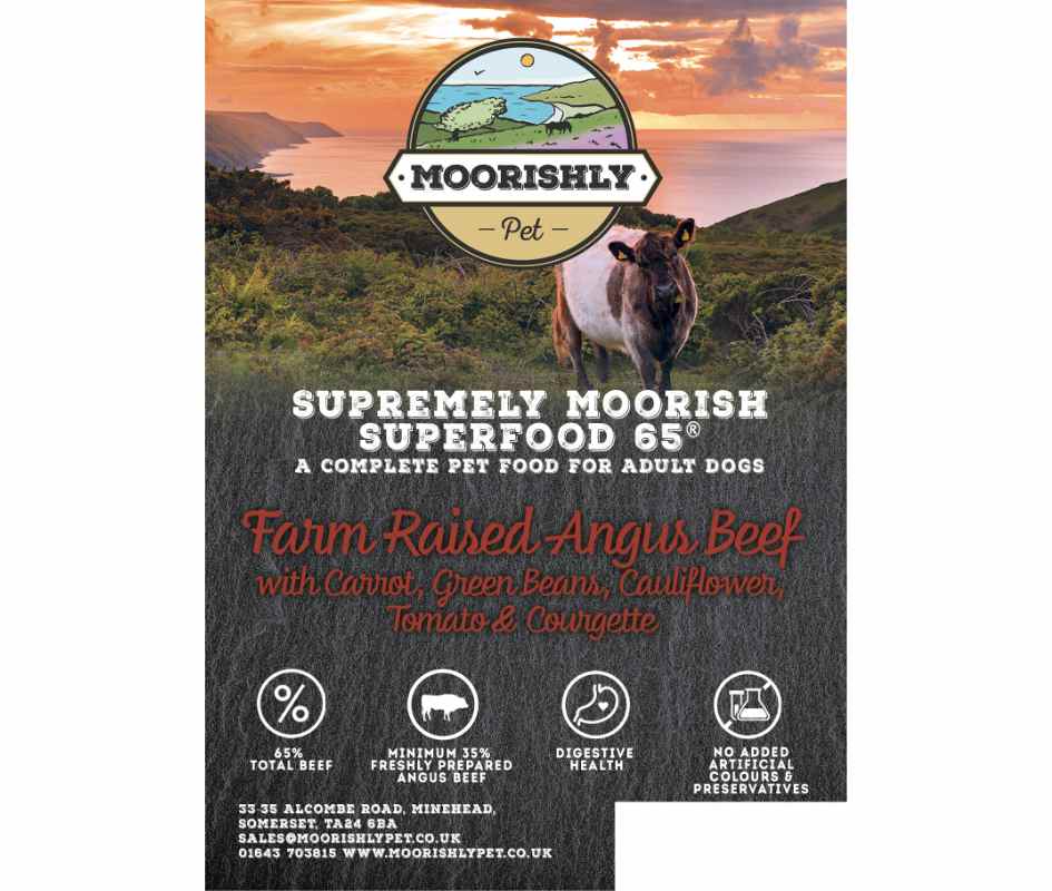 Supremely Moorish Superfood 65 Small Adult Angus Beef Dog Food with Carrot and Mixed Vegetables 2KG and 12KG